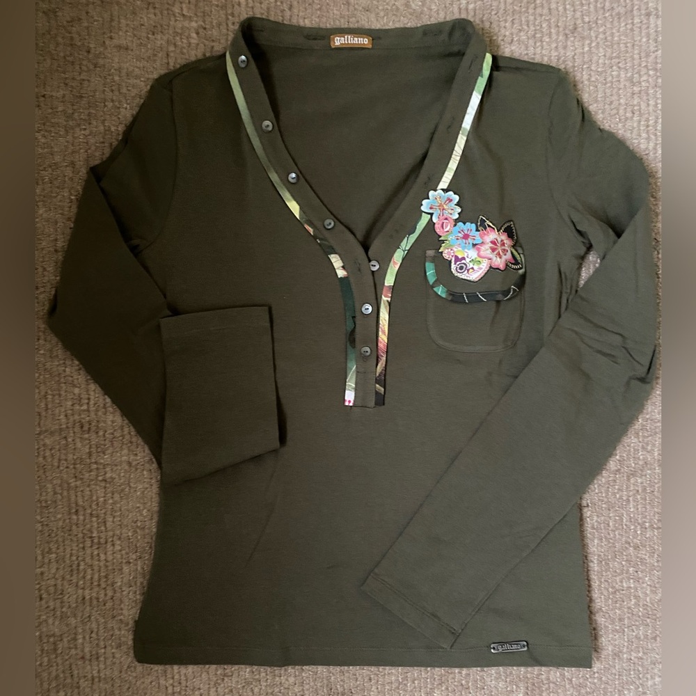 Galliano long sleeve cotton tshirt